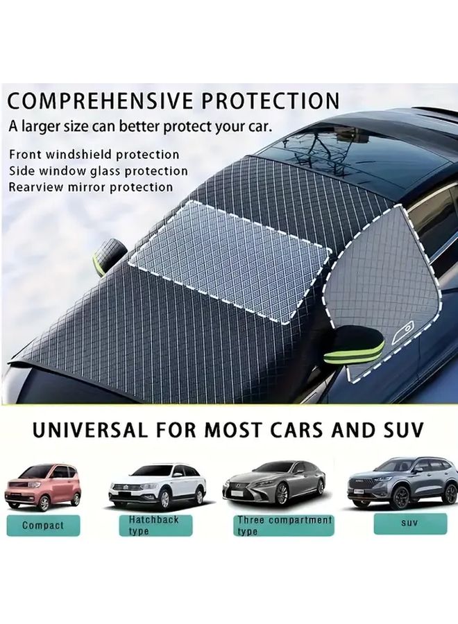 Green Magnetic Windshield Snow Cover Protector With Elastic Edges For All Vehicles - Image 3